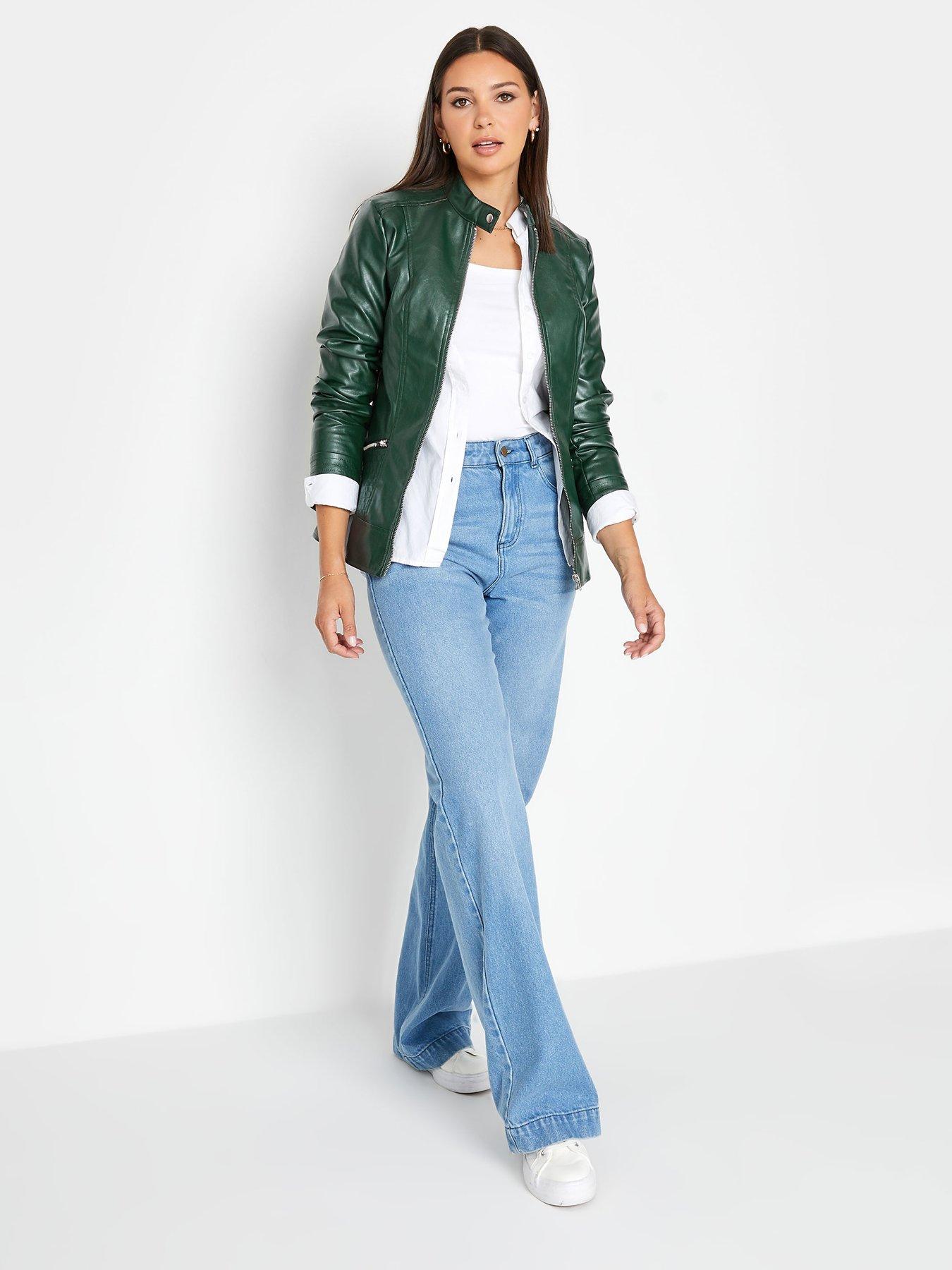 Faux green leather clearance jacket