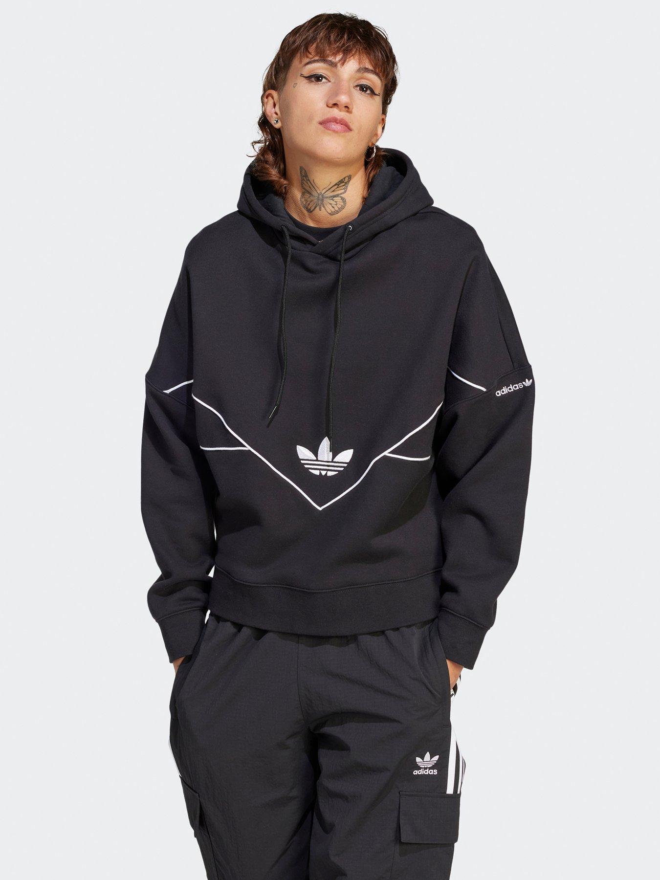 Adidas black and on sale white hoodie