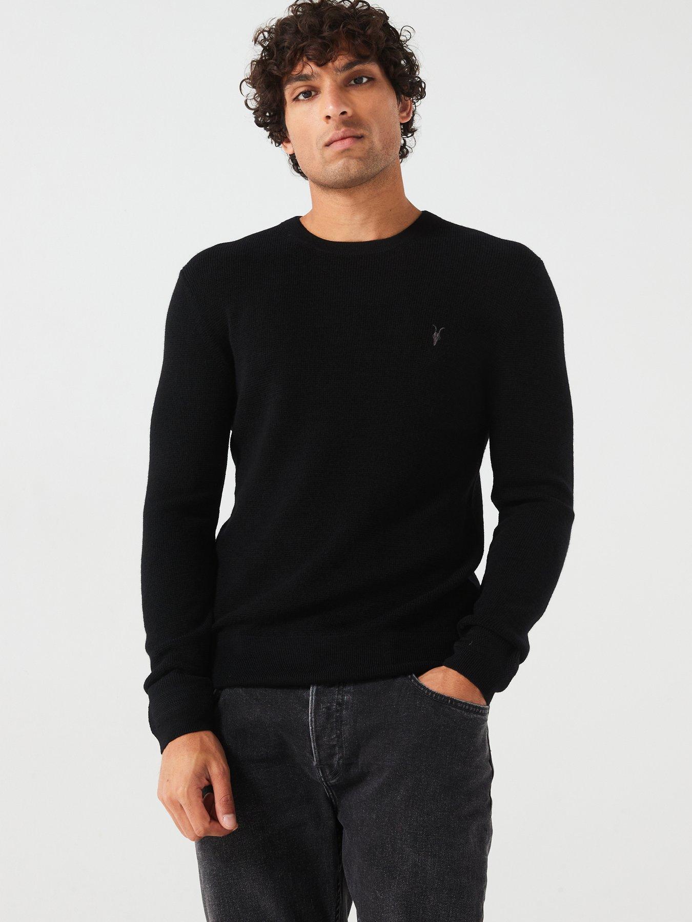 undefined Ivar Merino Crew Neck Knitted Jumper - Black