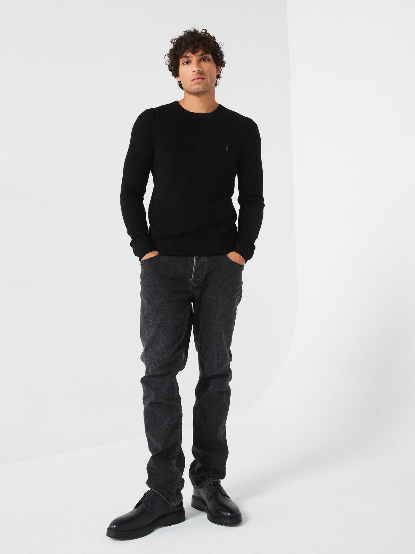 Image 3 of 6 of AllSaints Ivar Merino Crew Neck Knitted Jumper - Black