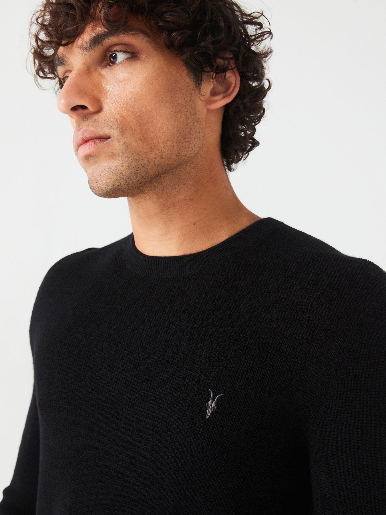 Image 4 of 6 of AllSaints Ivar Merino Crew Neck Knitted Jumper - Black