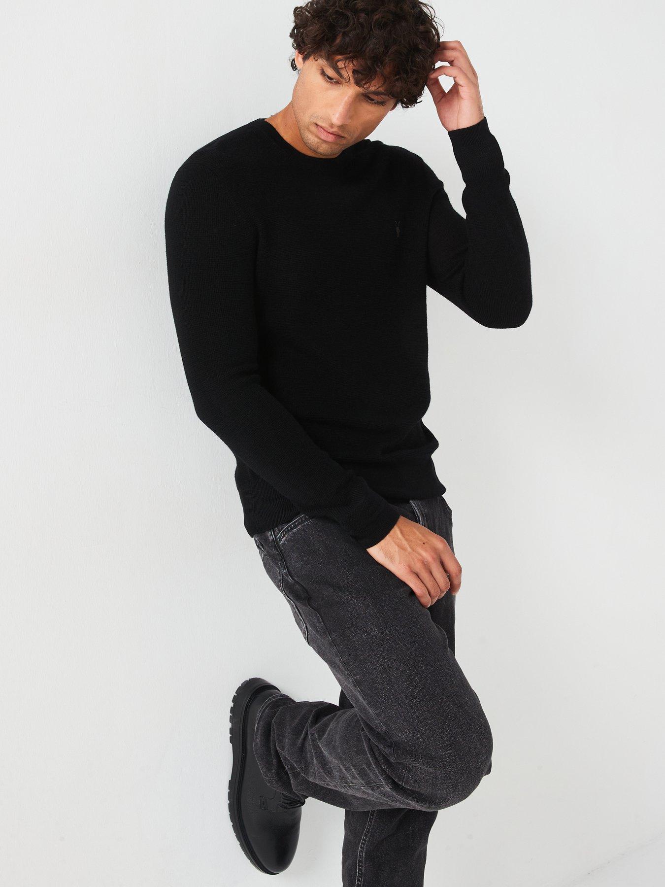 Image 5 of 6 of AllSaints Ivar Merino Crew Neck Knitted Jumper - Black