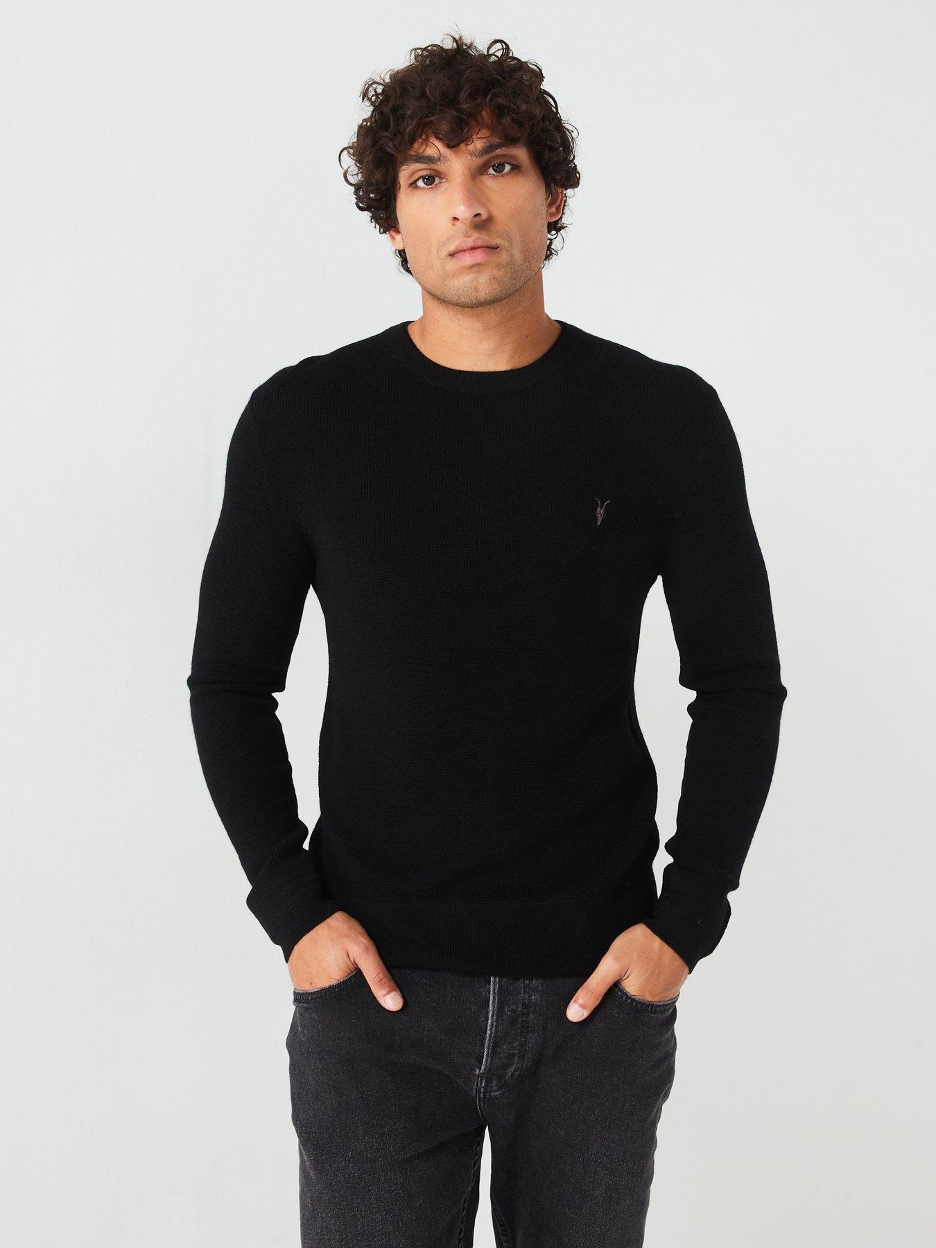 Image 6 of 6 of AllSaints Ivar Merino Crew Neck Knitted Jumper - Black