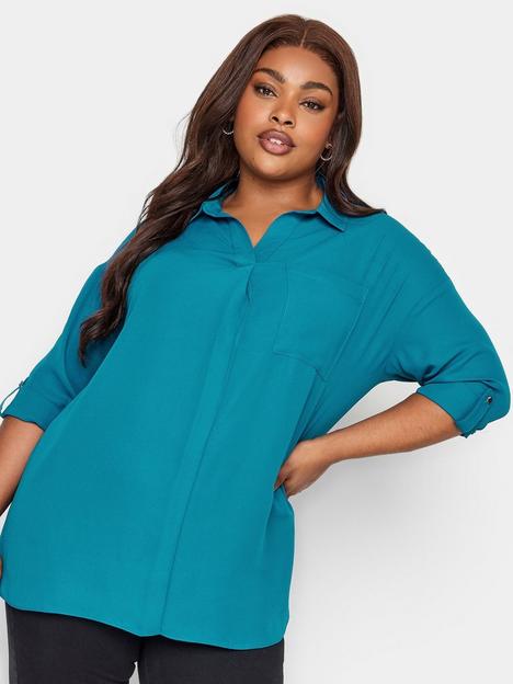 yours-half-placket-blouse-teal
