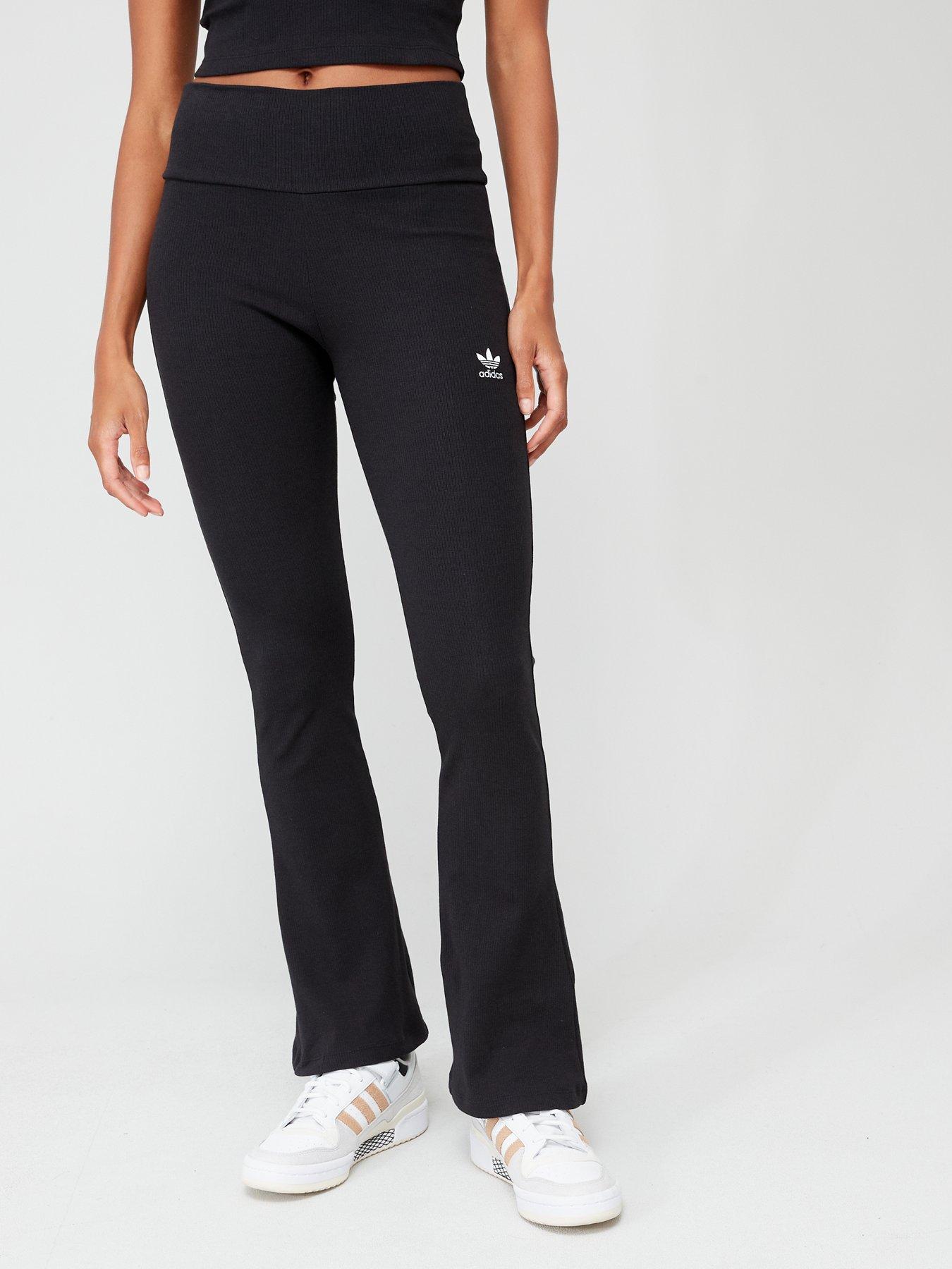 Vintage Adidas Womens Wet Look Track Pants Black Gold Trefoil Logo Shinny  Size S