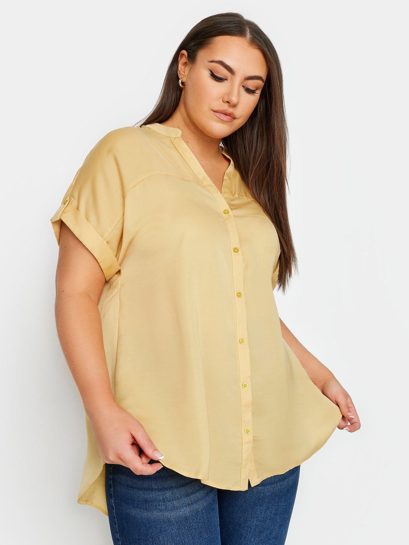 Yours Half Placket Blouse - Gold | Very