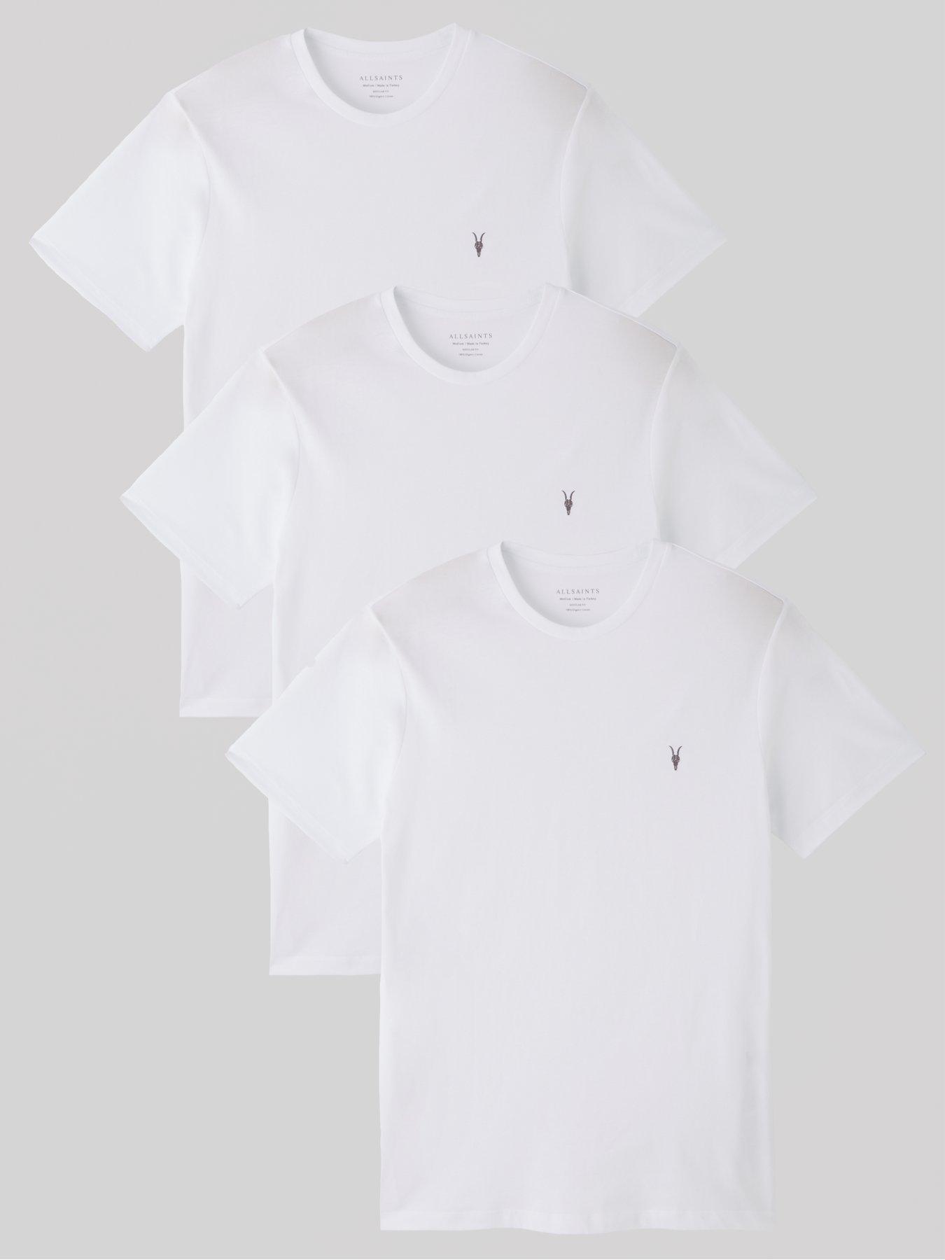 AllSaints Brace 3 Pack T-Shirts, White, Size 2Xl, Men