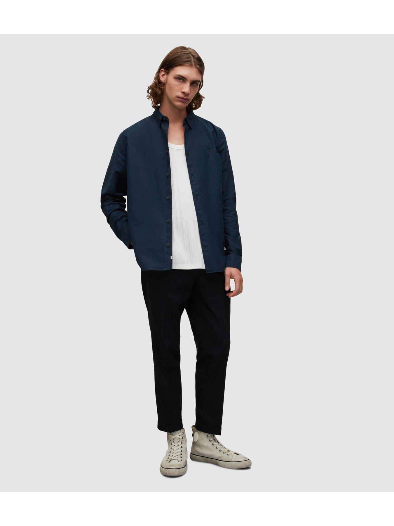Image 2 of 5 of AllSaints Hawthorne Long Sleeve Shirt - Navy
