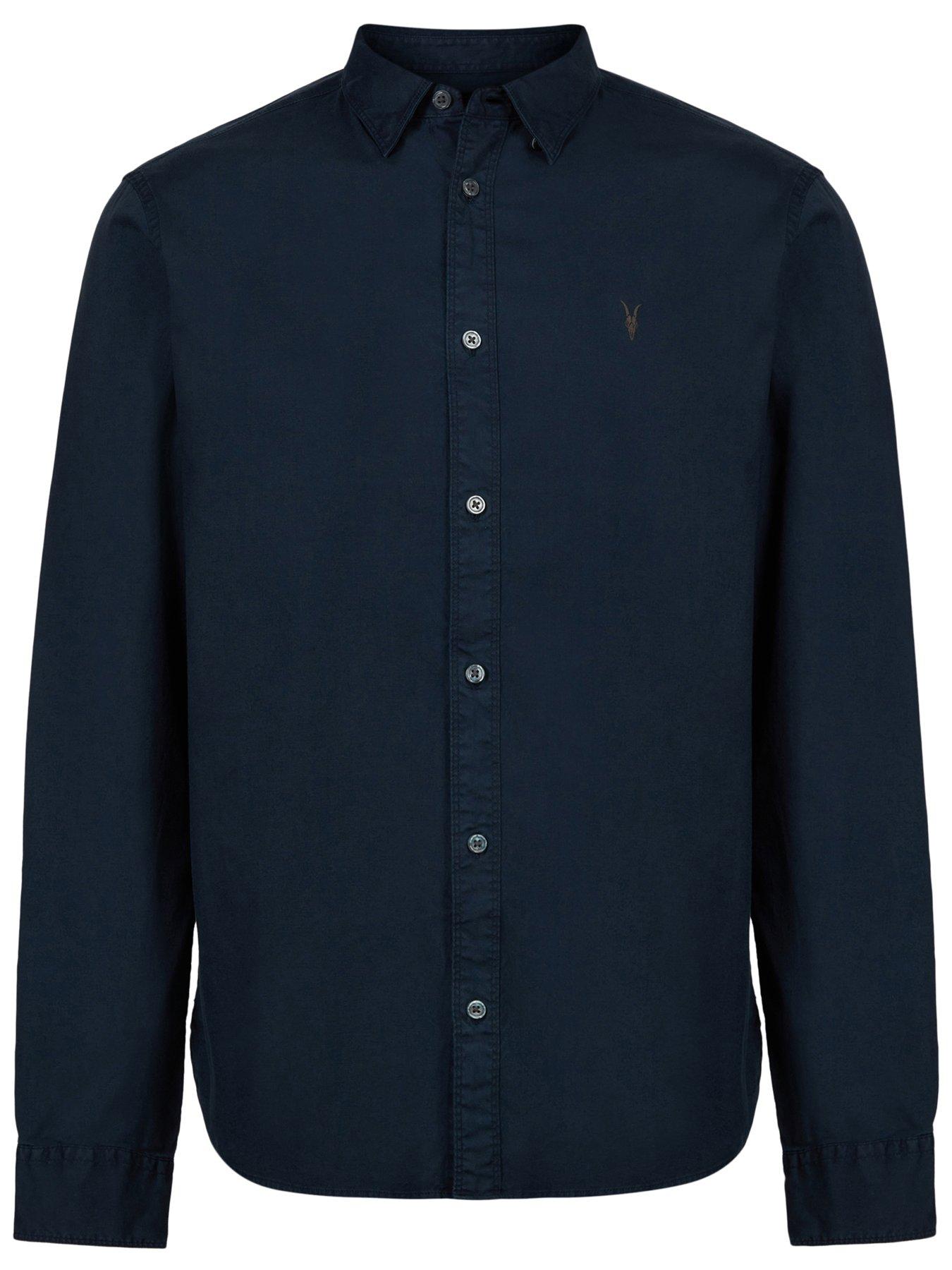 Image 3 of 5 of AllSaints Hawthorne Long Sleeve Shirt - Navy