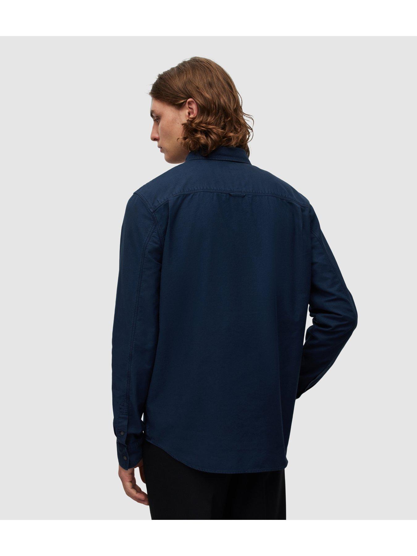 Image 4 of 5 of AllSaints Hawthorne Long Sleeve Shirt - Navy