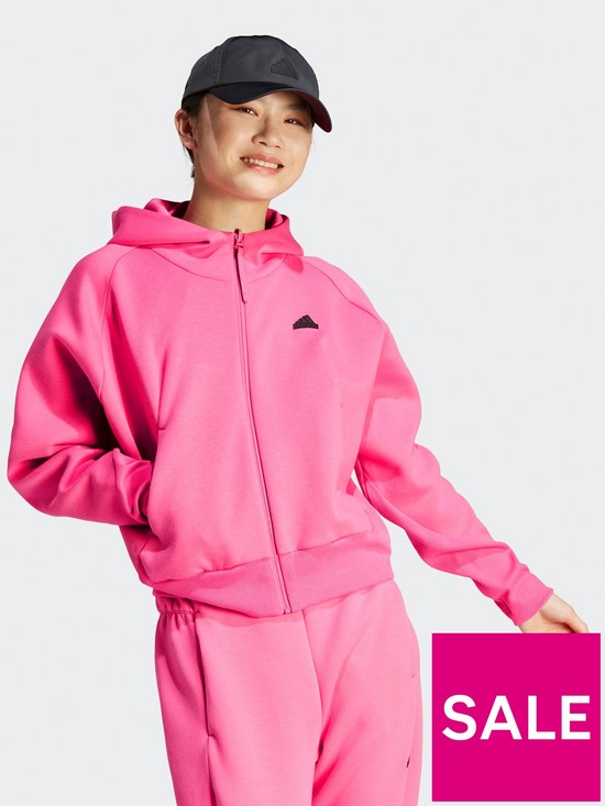 front image of adidas-sportswear-zne-full-zip-hoodie-pink