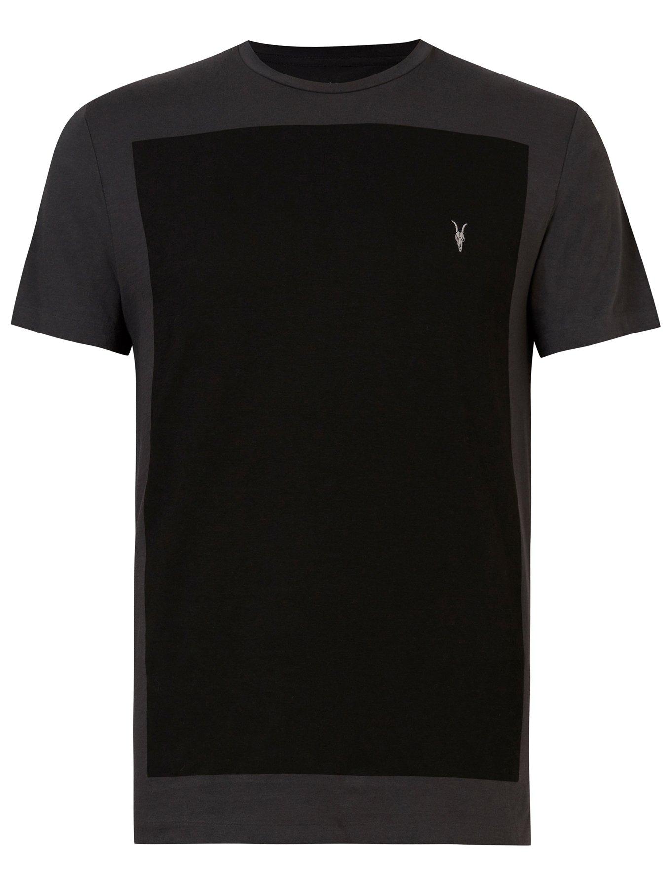 AllSaints Lobke Short Sleeve Crew Neck T-Shirt - Grey/Black | Very.co.uk