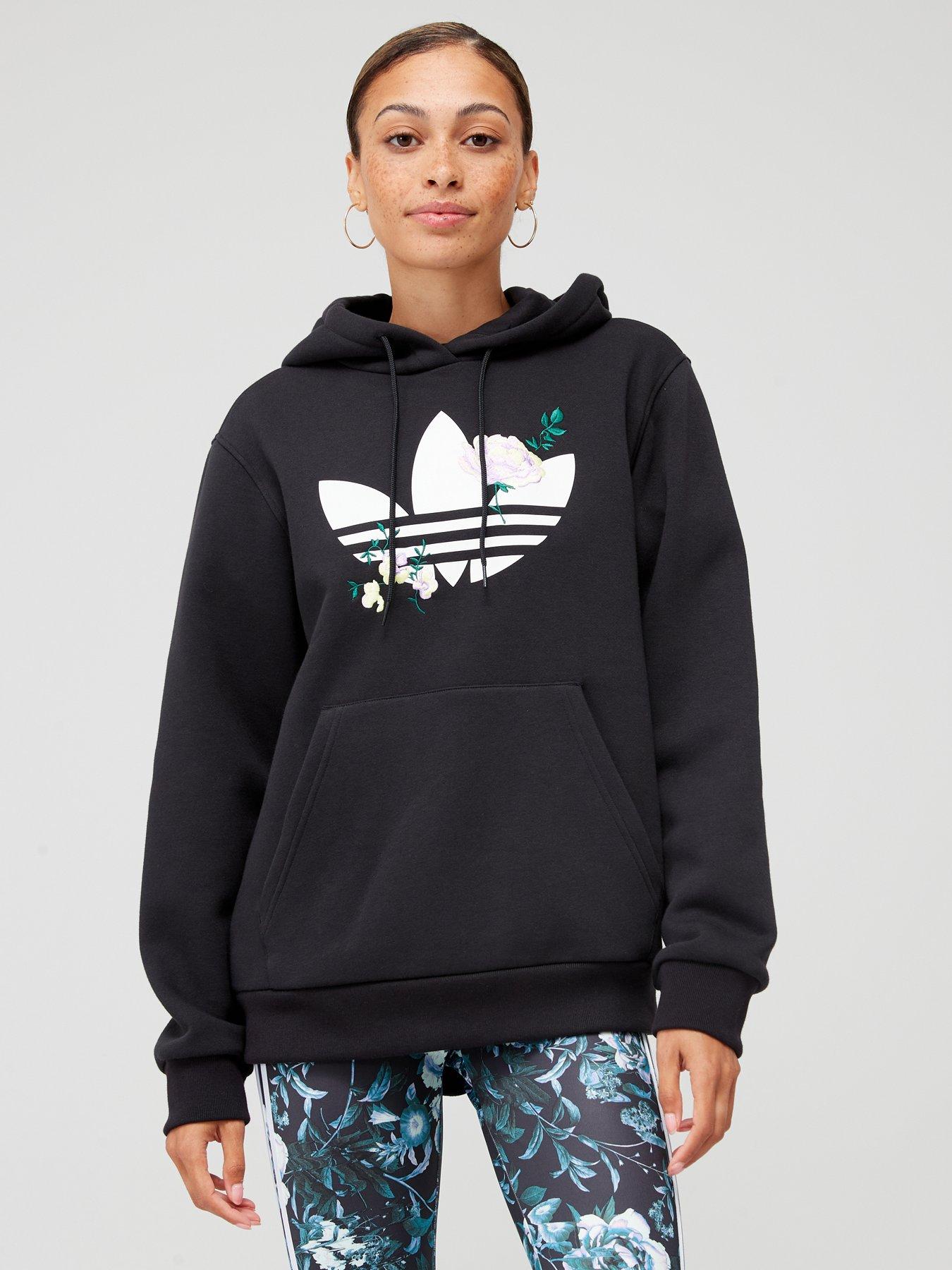 adidas Floral Graphic 3-Stripes Fleece Dress - Grey