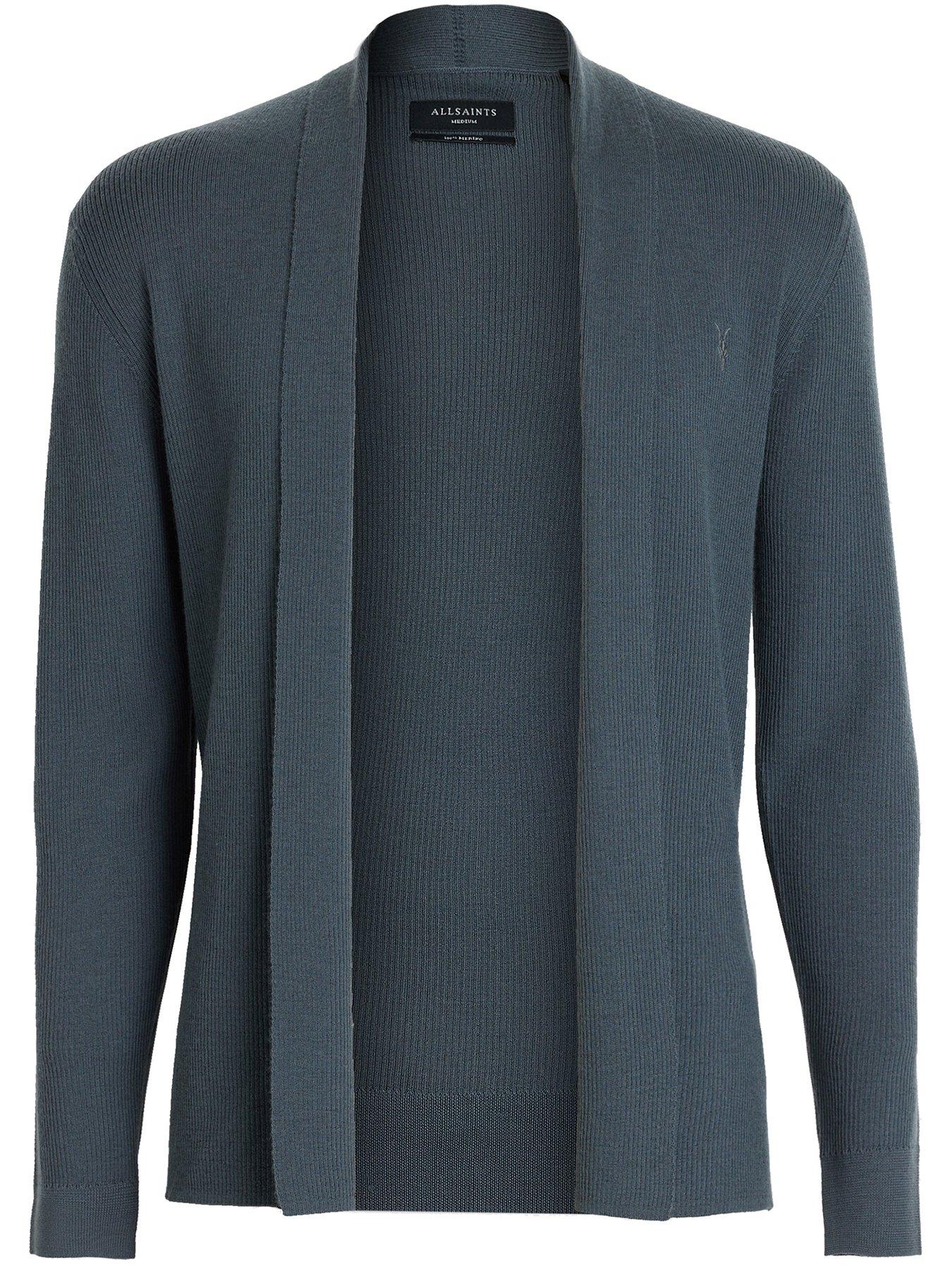 AllSaints Mode Merino Open Cardigan - Blue | very.co.uk