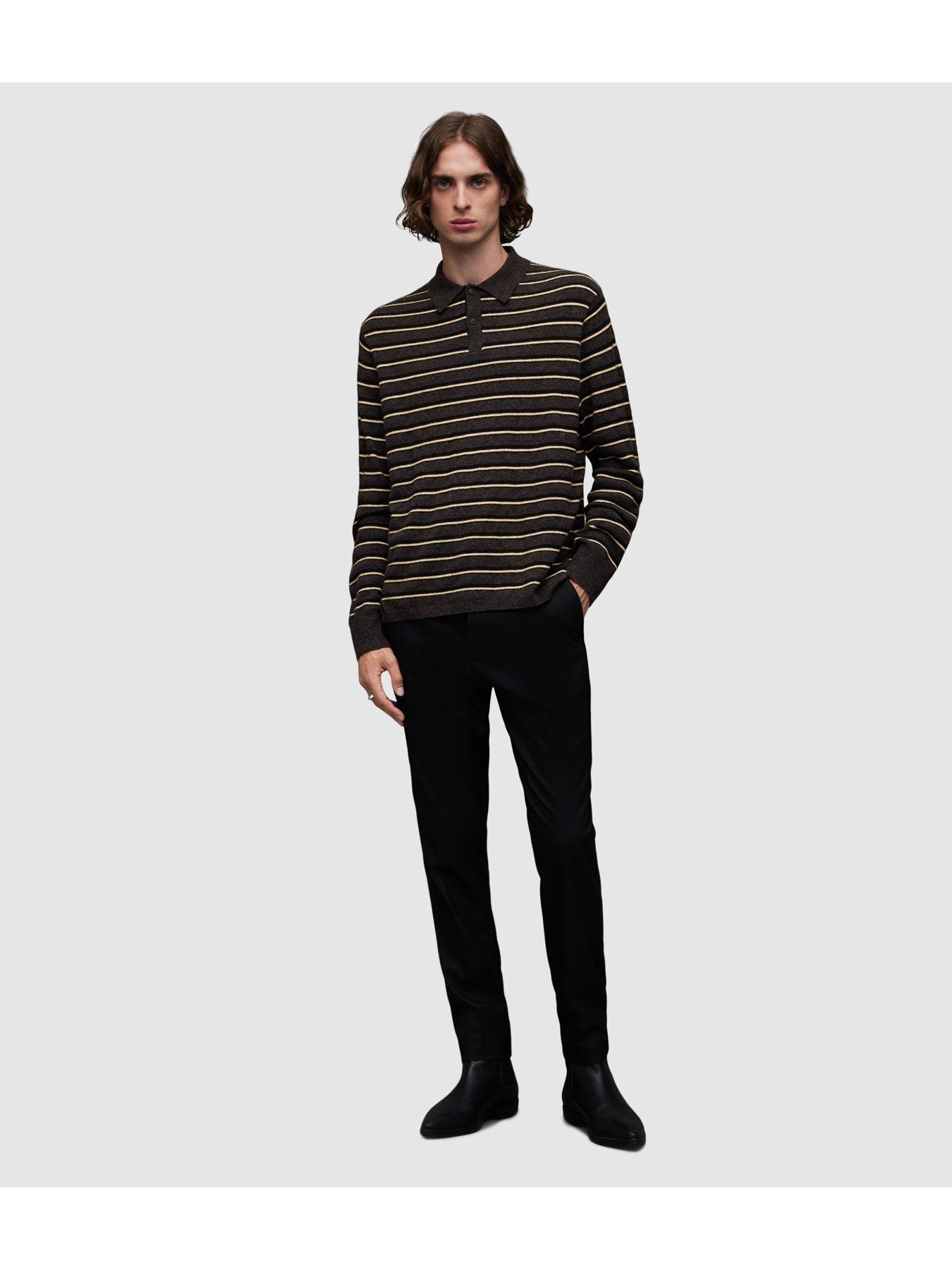 Image 2 of 5 of AllSaints Stafford Long Sleeve&nbsp;Polo Top - Dark Grey/Brown