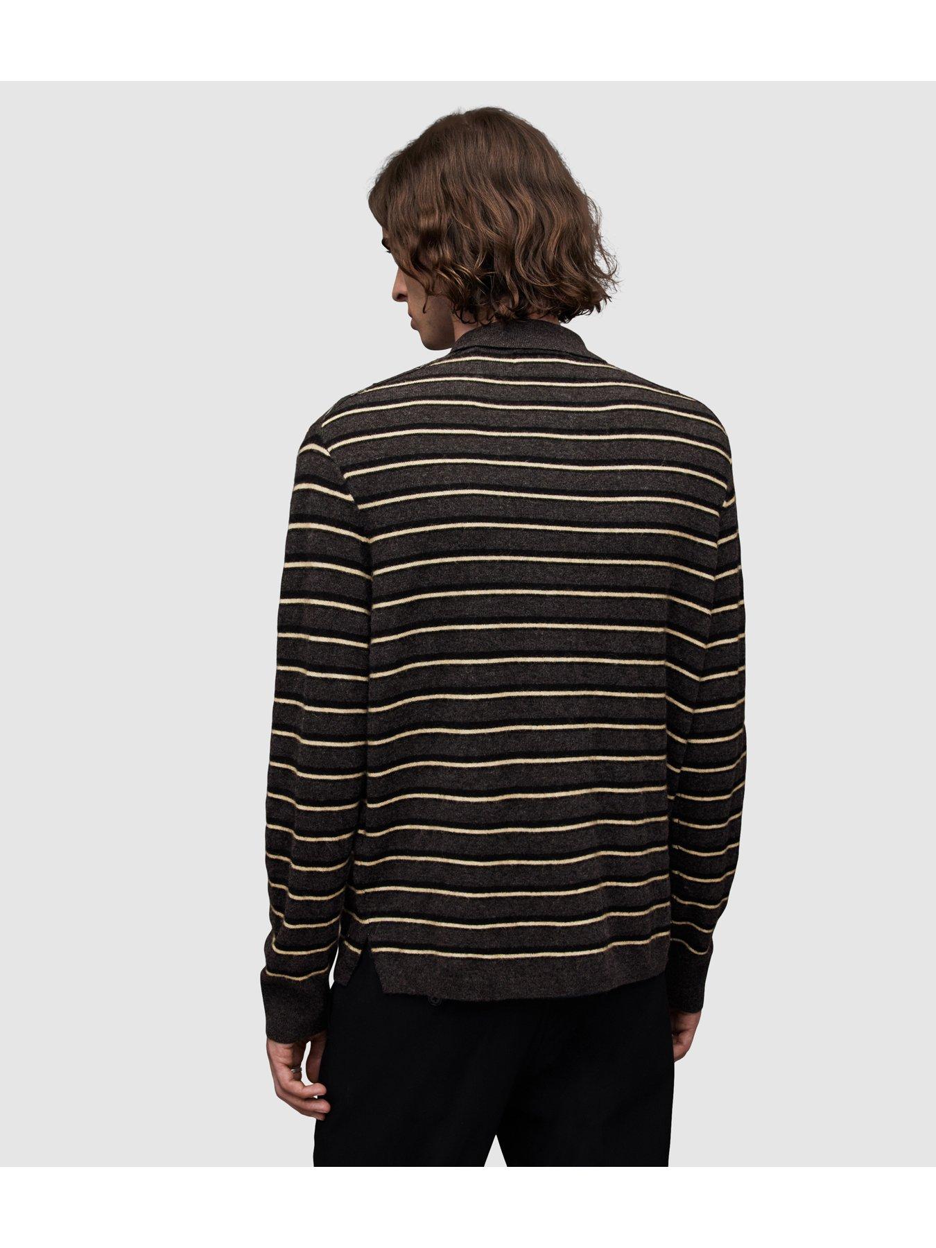 Image 4 of 5 of AllSaints Stafford Long Sleeve&nbsp;Polo Top - Dark Grey/Brown