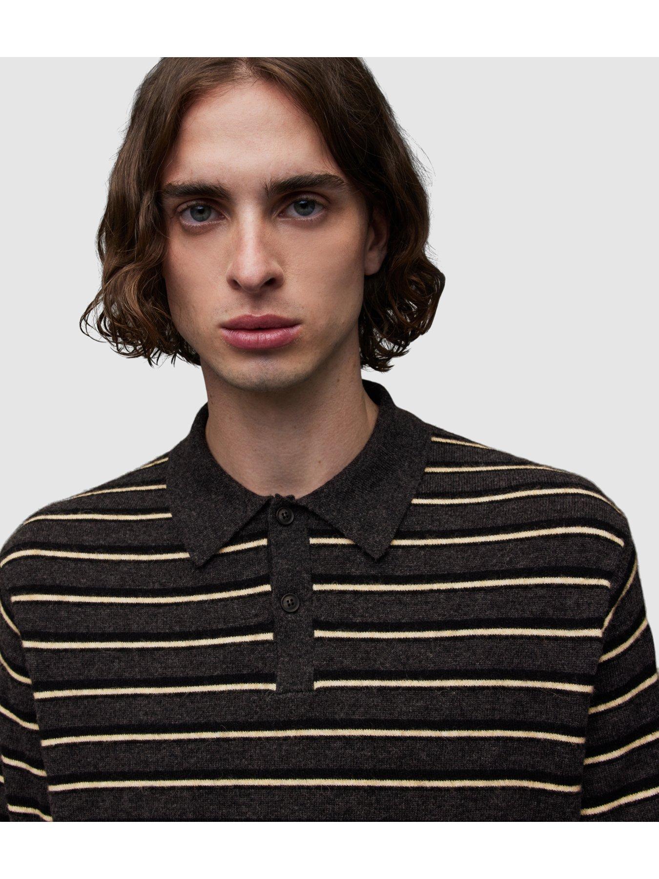 Image 5 of 5 of AllSaints Stafford Long Sleeve&nbsp;Polo Top - Dark Grey/Brown