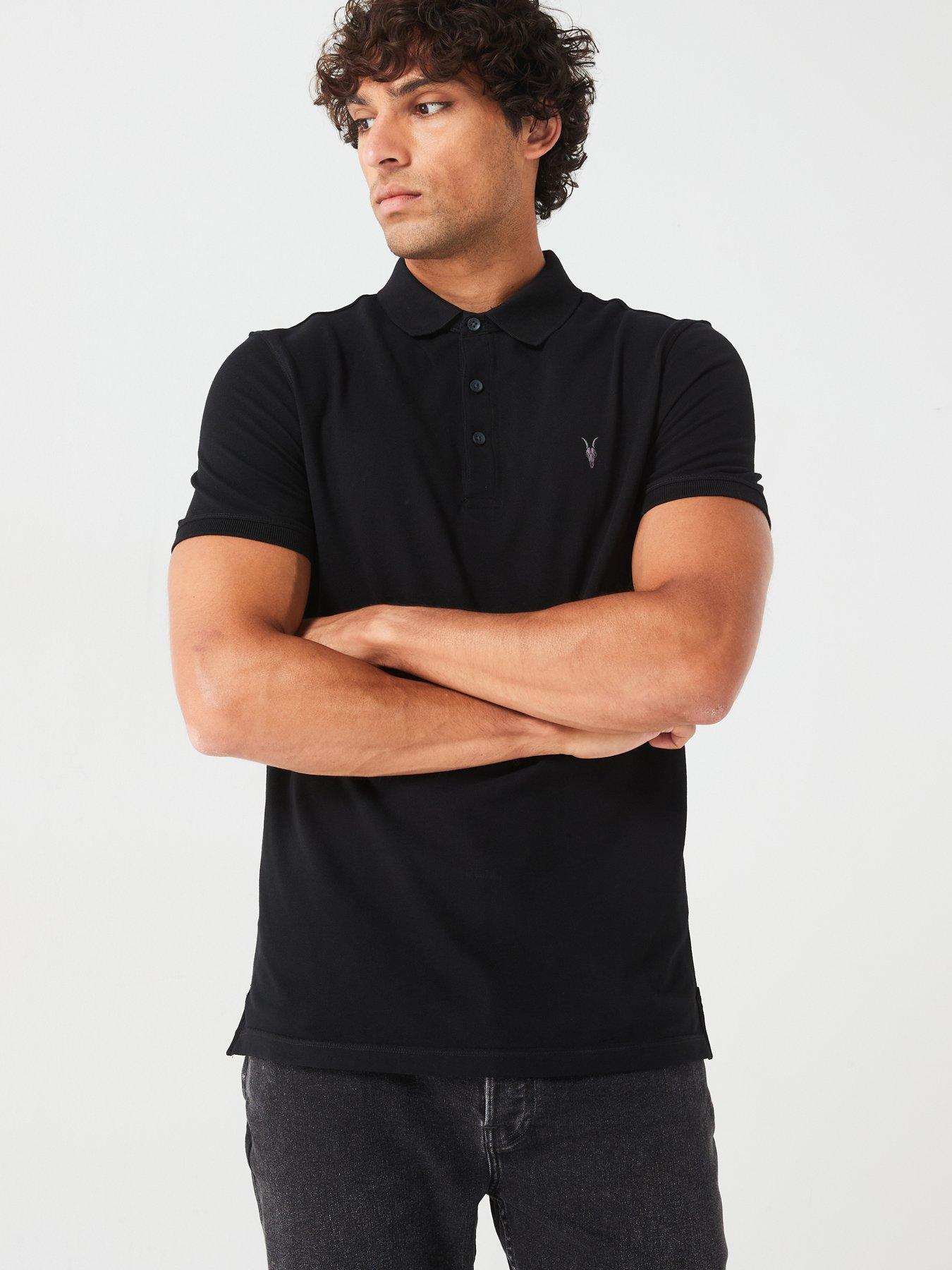 Allsaints Reform Short Sleeve Pique Polo Shirt - Black