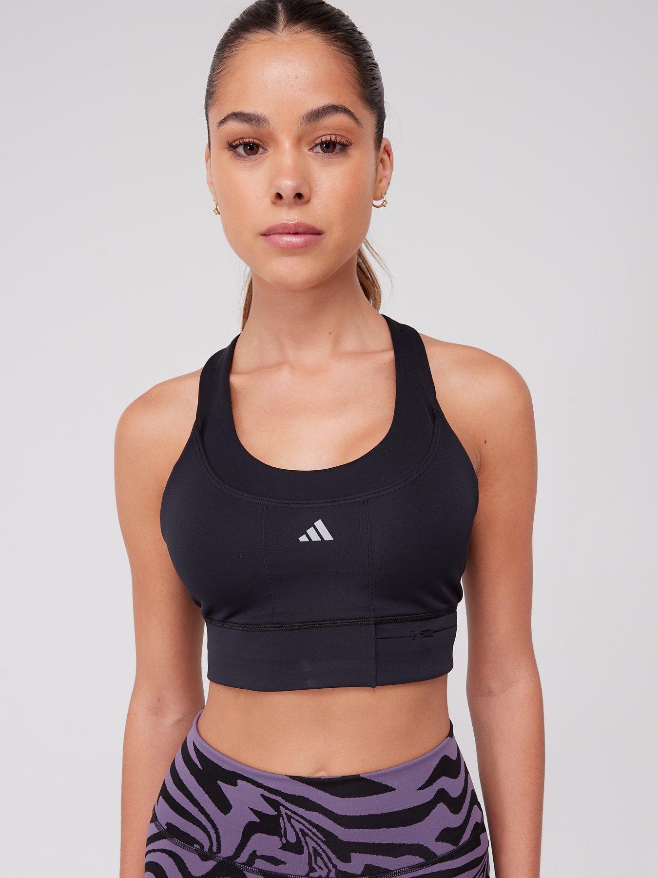 Medium support sports bra, black, Adidas Performance