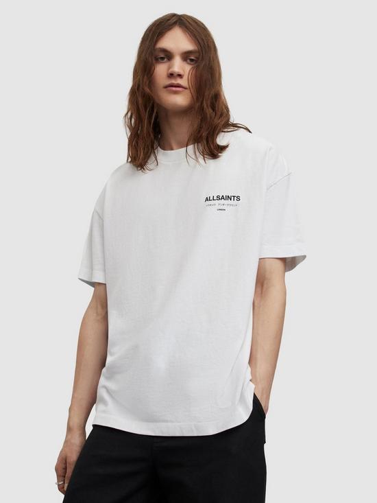 front image of allsaints-underground-back-print-t-shirt-white