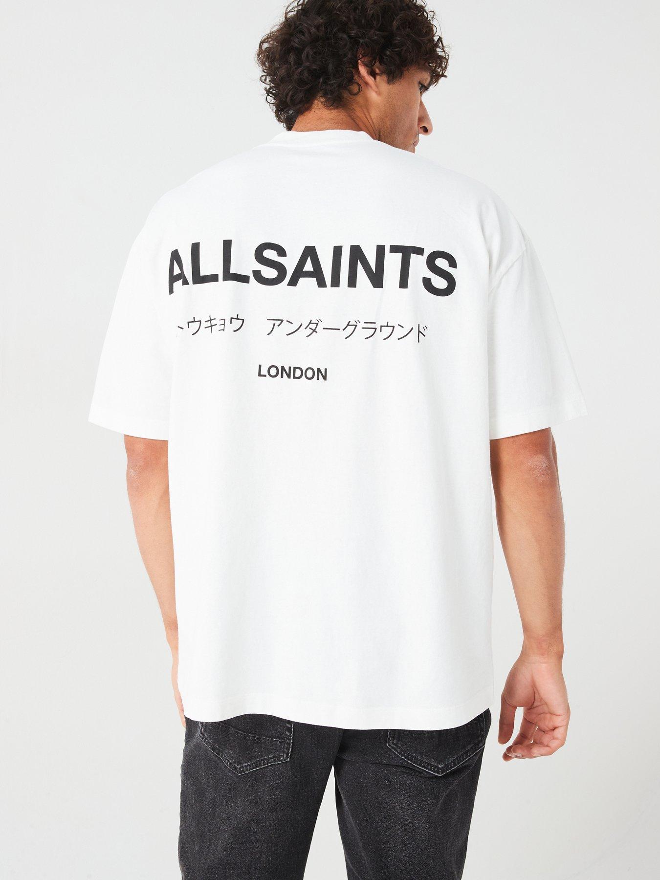 Image 1 of 6 of AllSaints Underground Back Print T-Shirt - Off White