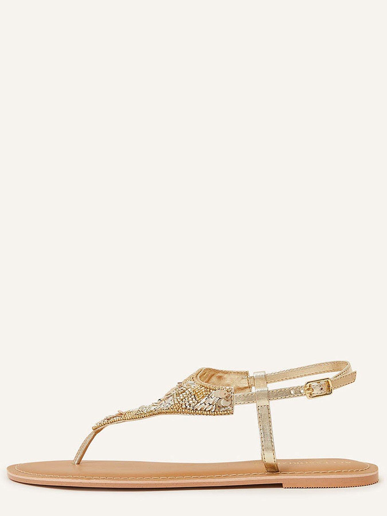 Gold sequin hot sale flat sandals