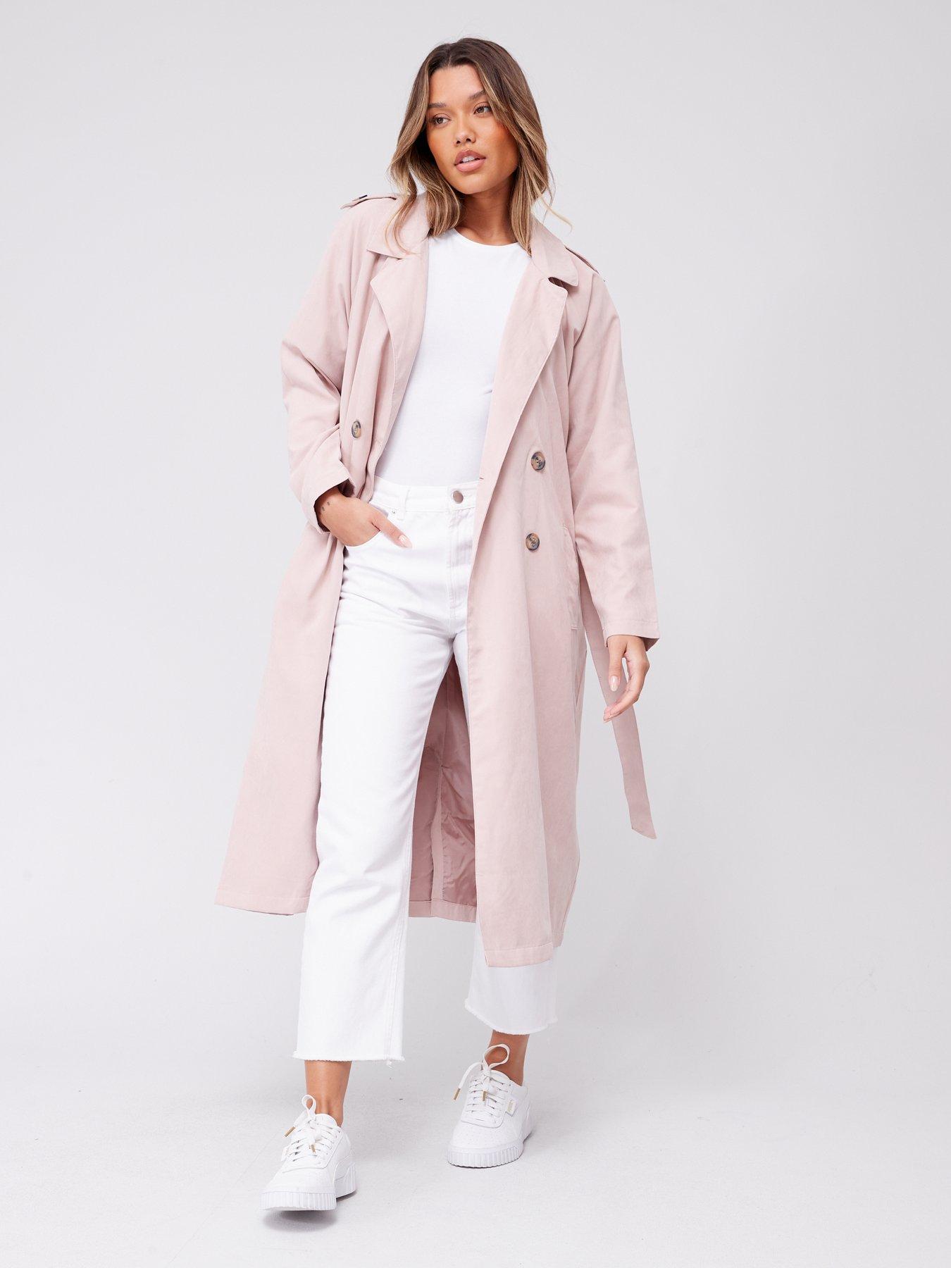 Pink trench coat womens best sale