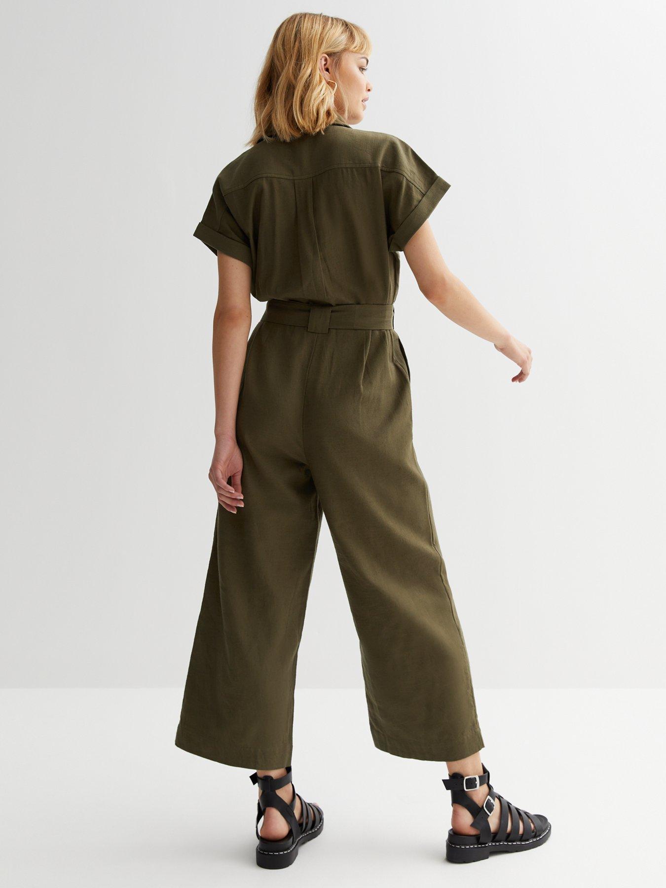 New Look Khaki Short Sleeve Utility Jumpsuit very.co.uk
