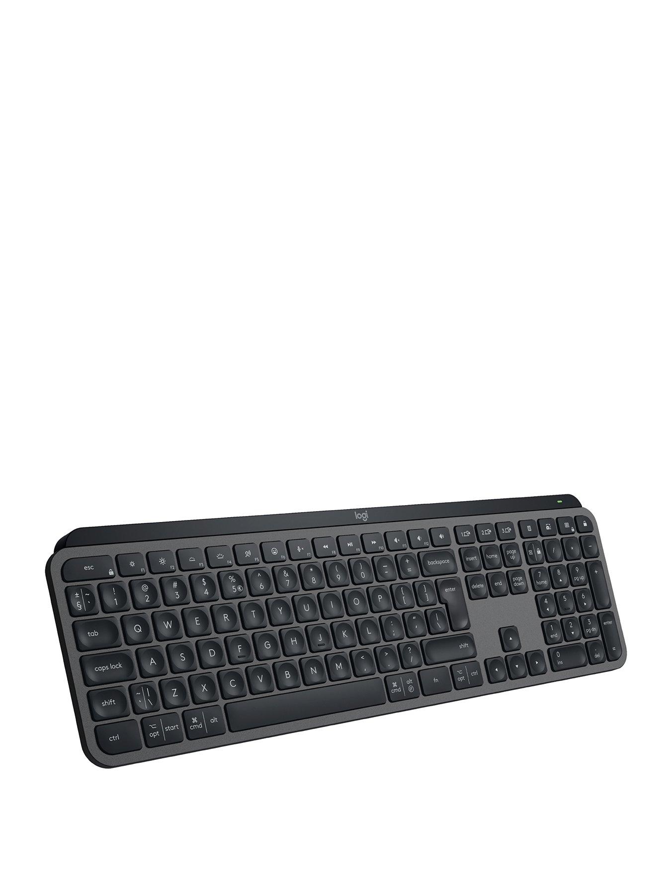 Logitech MX Keys Advanced Wireless Illuminated Keyboard, 10m Range, USB-C  for Windows, Mac, Android, Rechargeable, US International Layout, Graphite