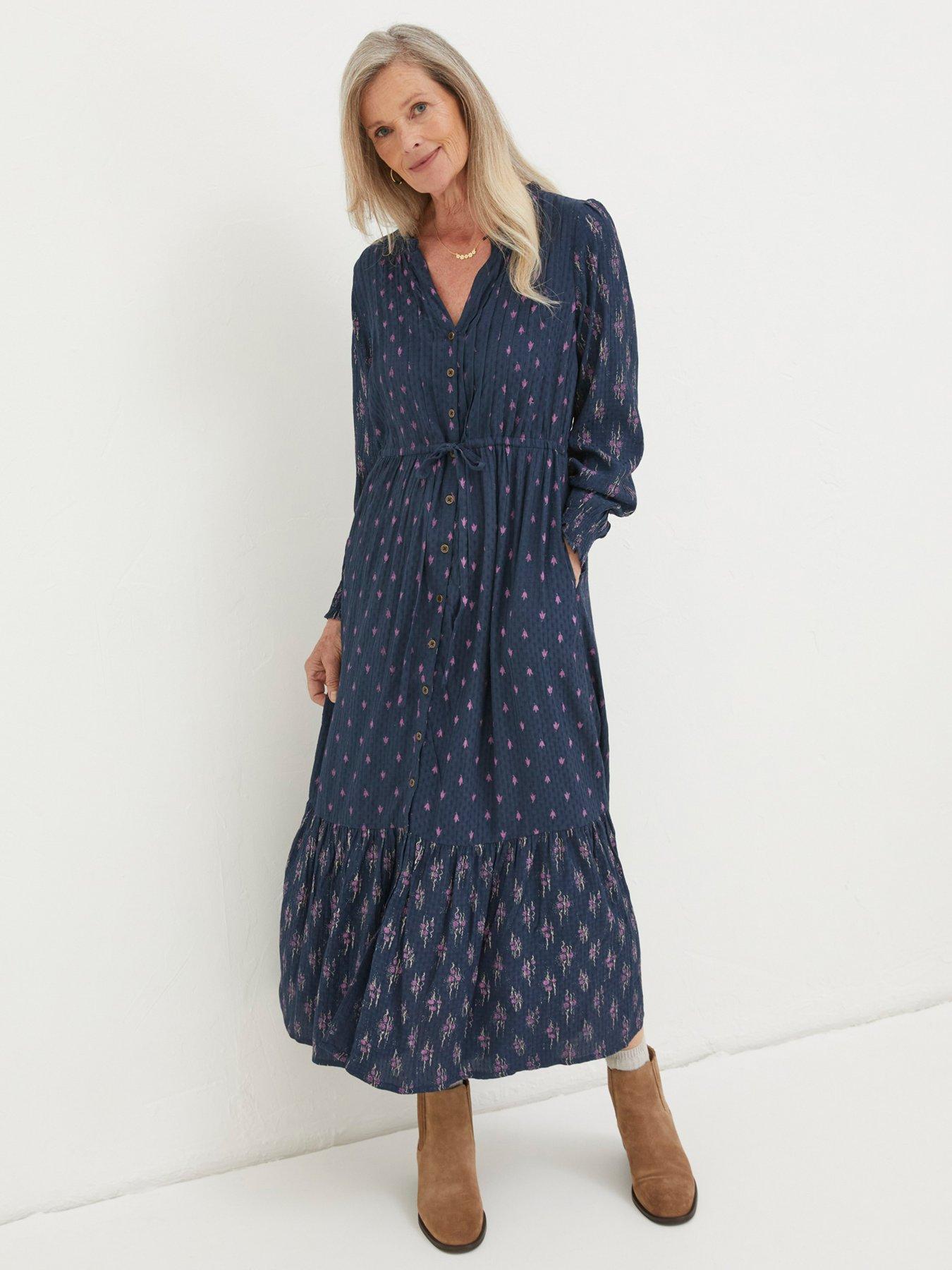 FatFace Joyce Ink Ditsy Maxi Dress - Navy | very.co.uk