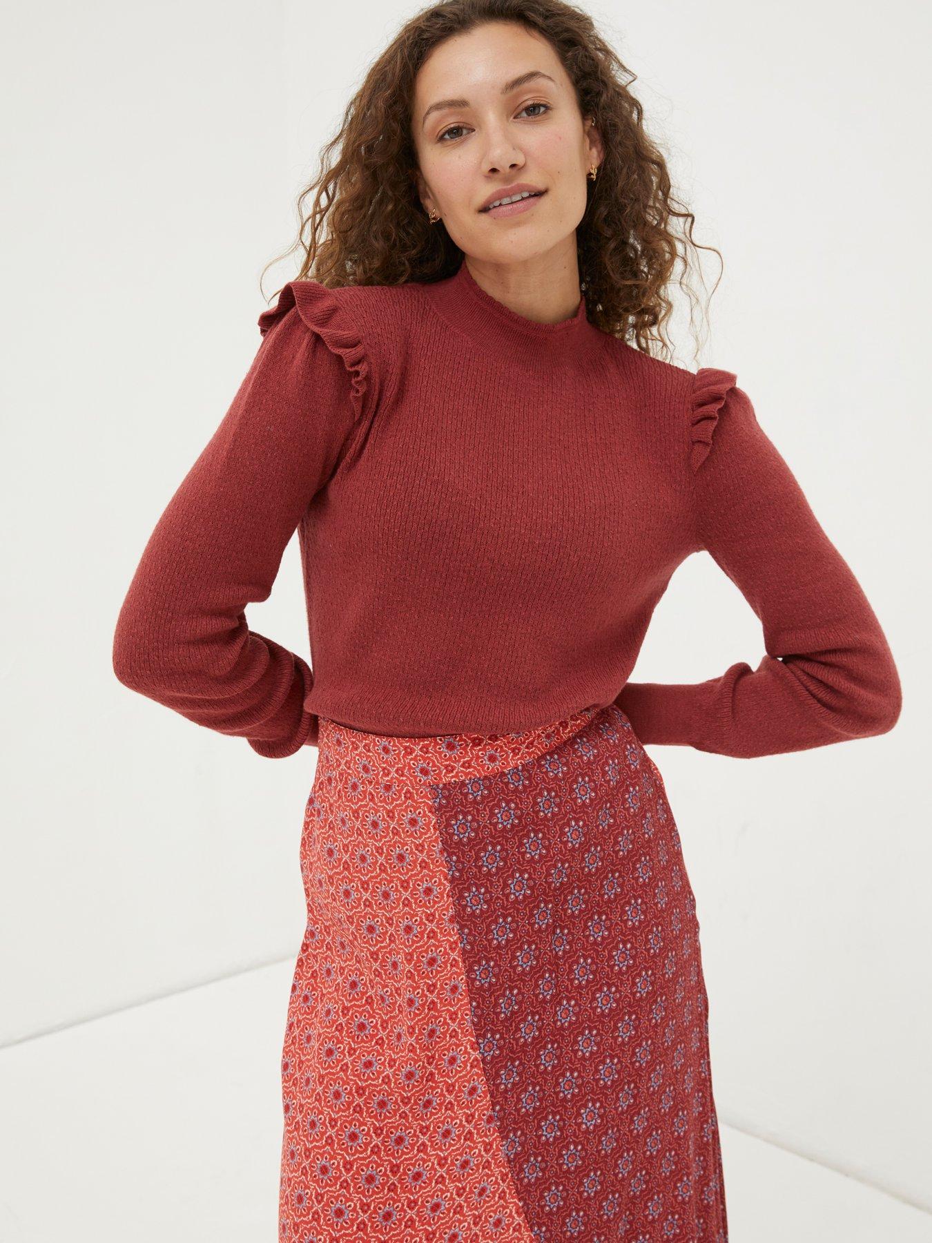 FatFace Fiona Frill Jumper Red Very