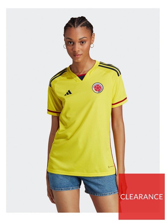 front image of adidas-womens-colombia-home-short-sleeved-shirt-yellow