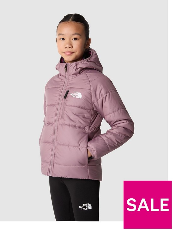 front image of the-north-face-girls-reversible-perrito-jacket-light-purple