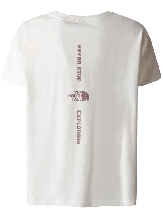 stillFront image of the-north-face-girls-vertical-line-short-sleeve-tee-off-white