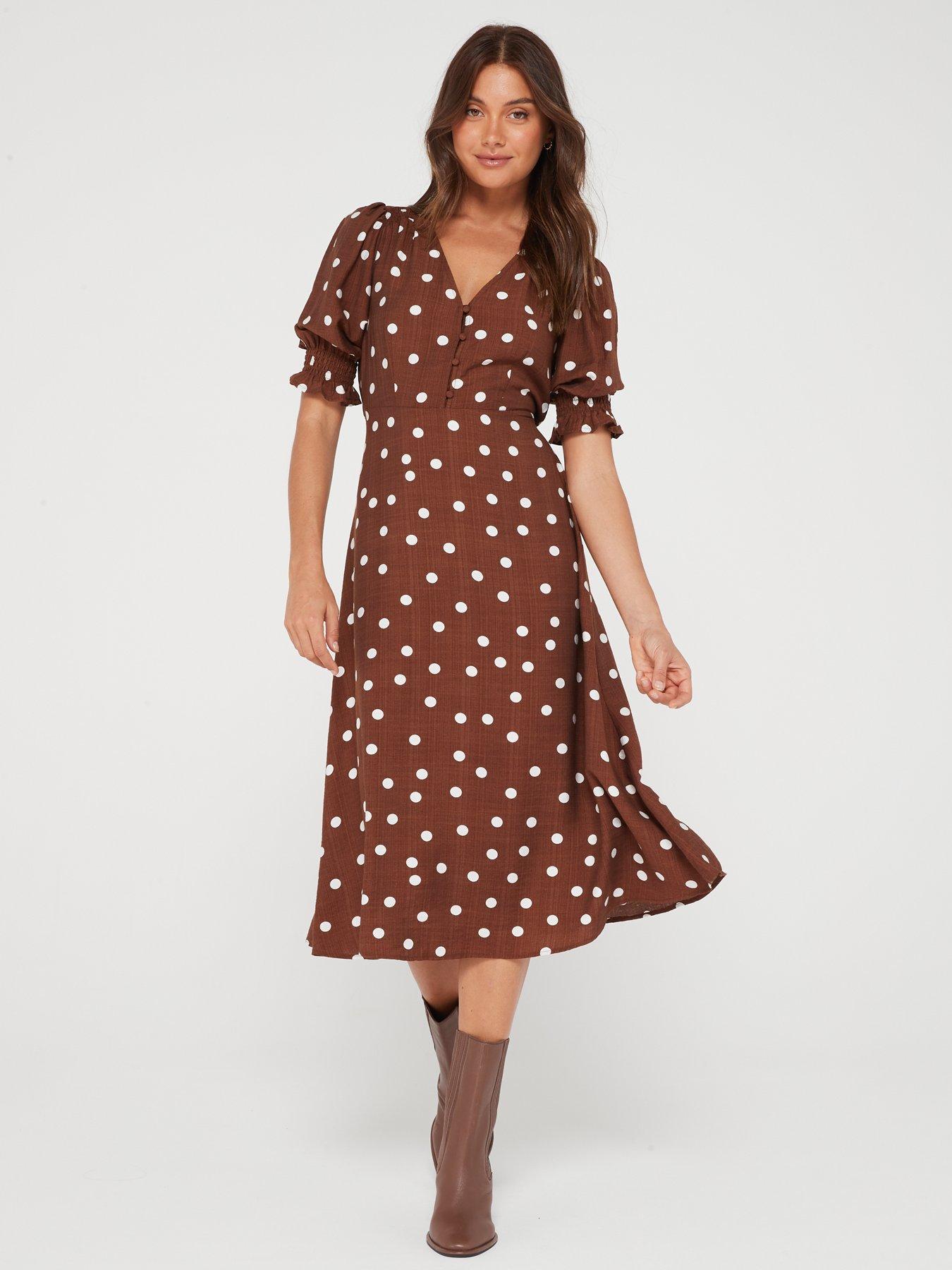 Vero Moda Becca Button Dress - Brown