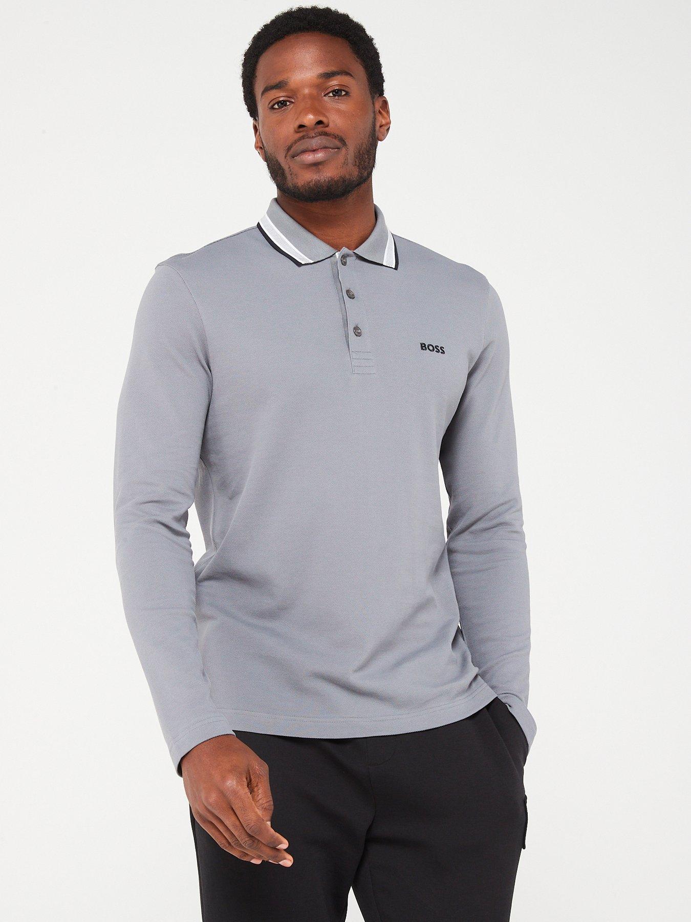 BOSS Plisy Regular Fit Long Sleeve Polo Shirt | very.co.uk