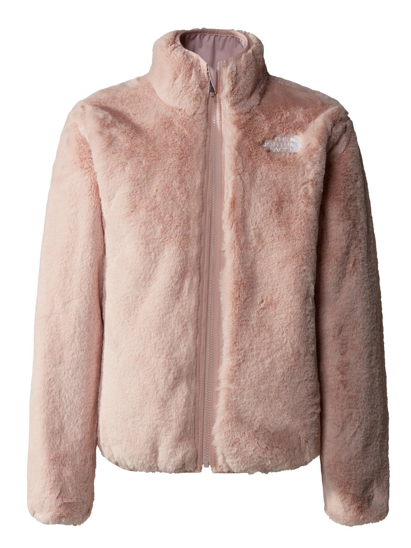 THE NORTH FACE Girls Reversible Faux Fur Mossbud Jacket Light Pink