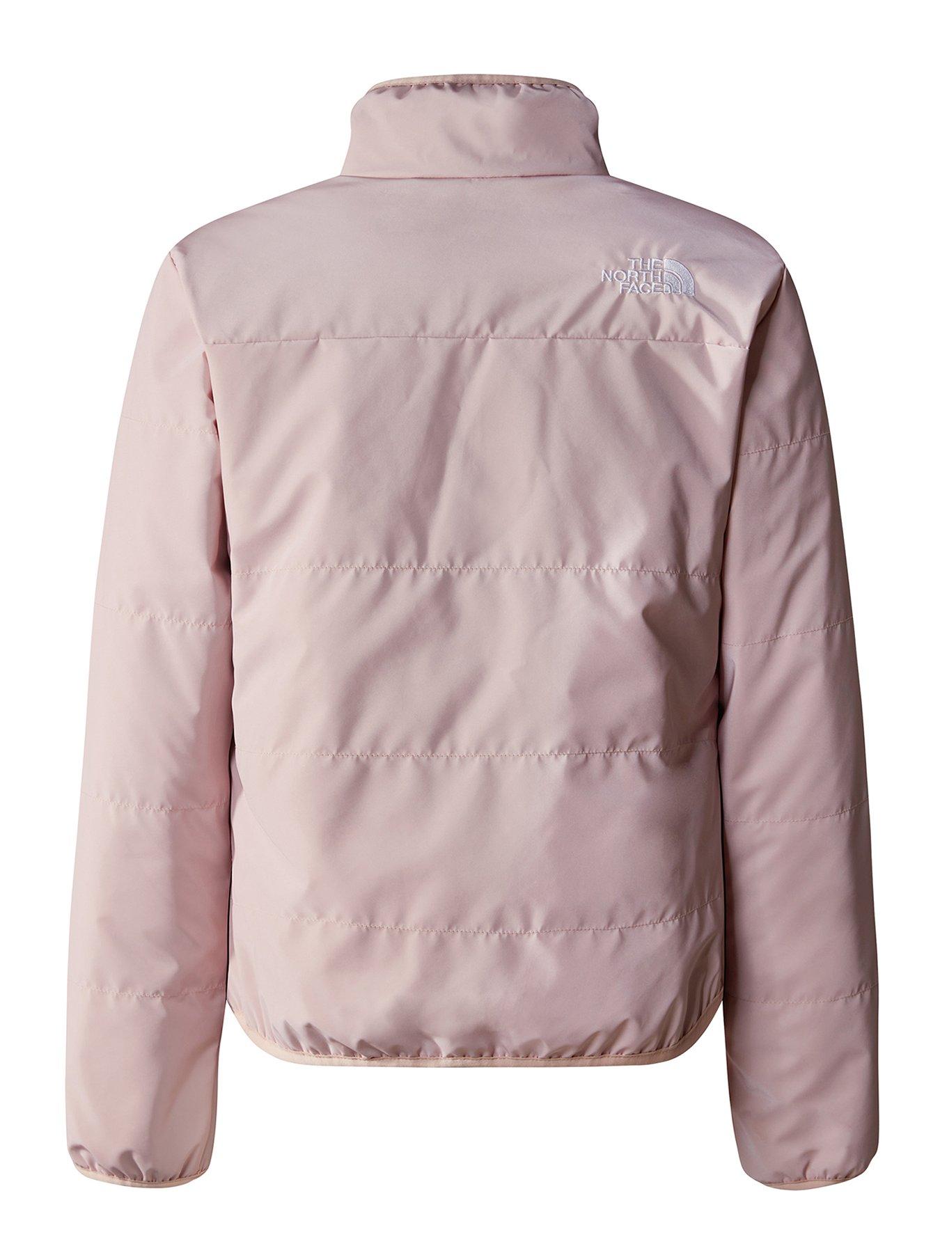 Pink fuzzy north face jacket sales
