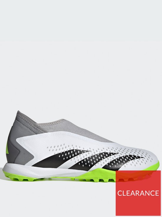 front image of adidas-mens-predator-laceless-203-astro-turf-football-boot-white