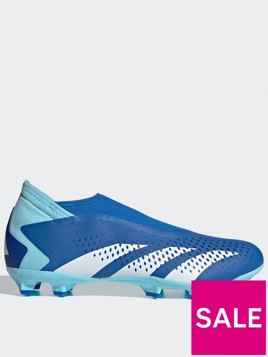 front image of adidas-mens-predator-accuracy-laceless-203-firm-ground-football-boot-blue