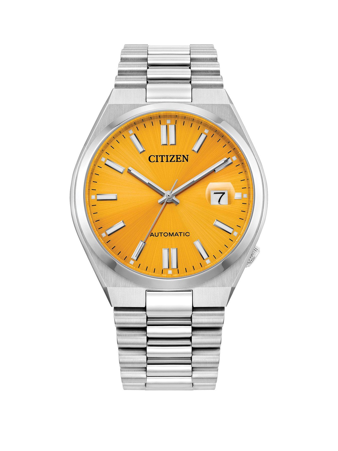 Product photograph of Citizen Tsuyosa Yellow 40mm Dial Automatic Watch from very.co.uk