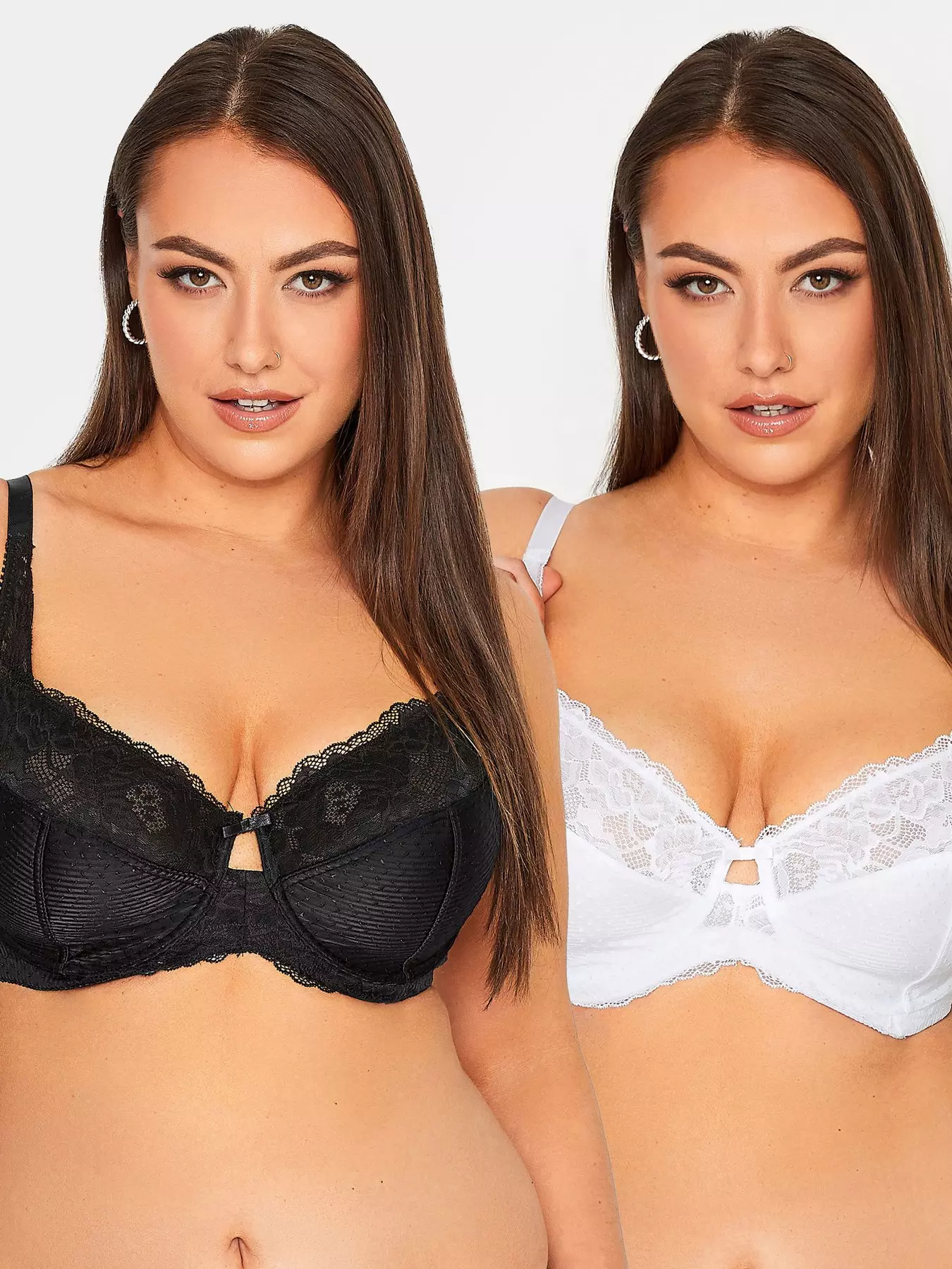 Yours 2 Pack Lace Trim Front Fastening Bra