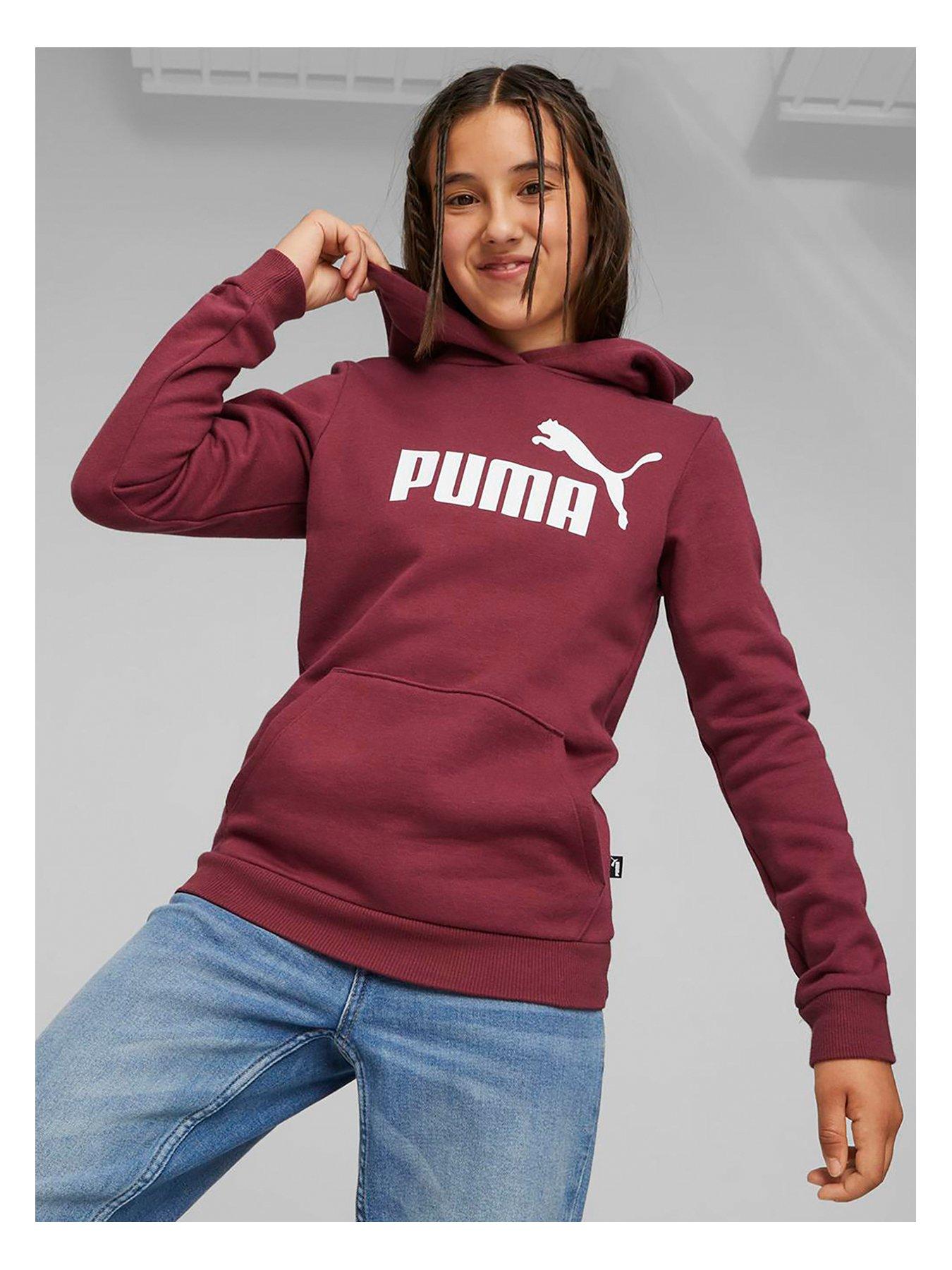 Puma - Fleece Dark Red Hoodie Logo Essentials Girls