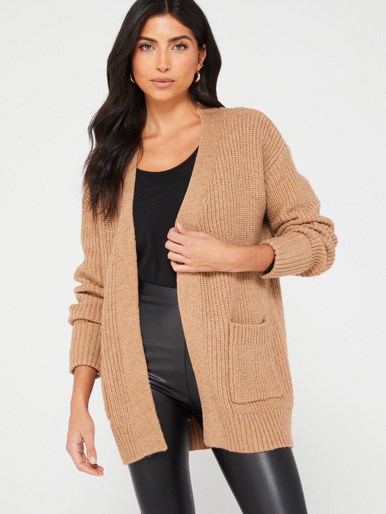 Beige open hot sale front cardigan