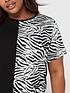  image of v-by-very-curve-zebra-colour-block-t-shirt-blackmulti