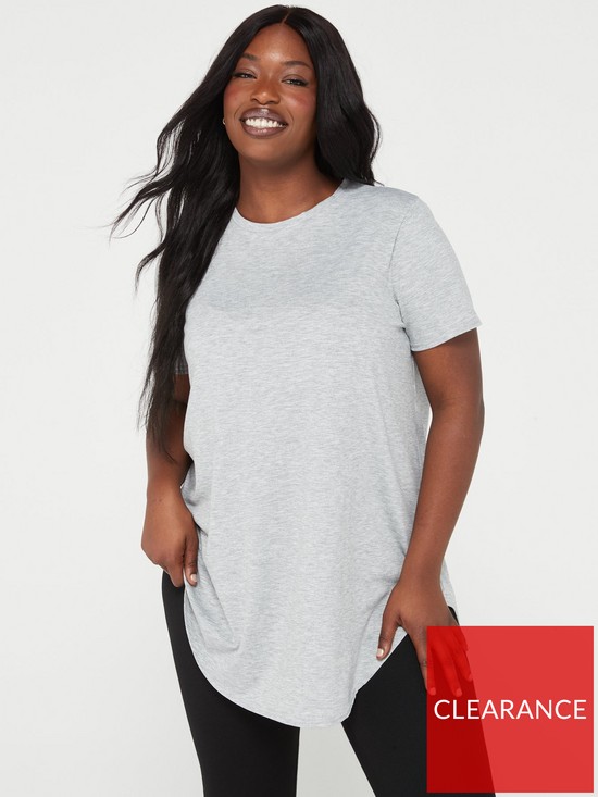 front image of v-by-very-curve-crew-neck-scooped-hem-t-shirt-grey