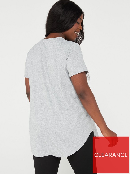 stillFront image of v-by-very-curve-crew-neck-scooped-hem-t-shirt-grey