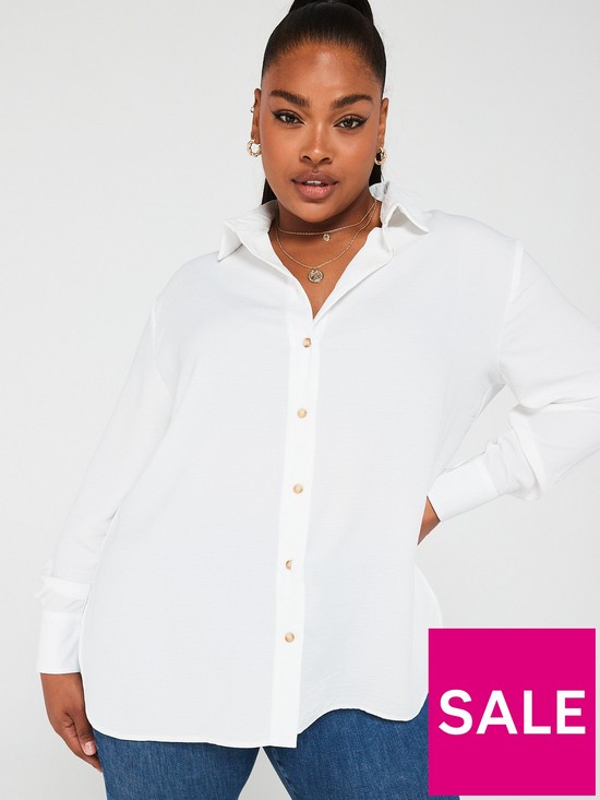 front image of v-by-very-curve-longline-blouse-white