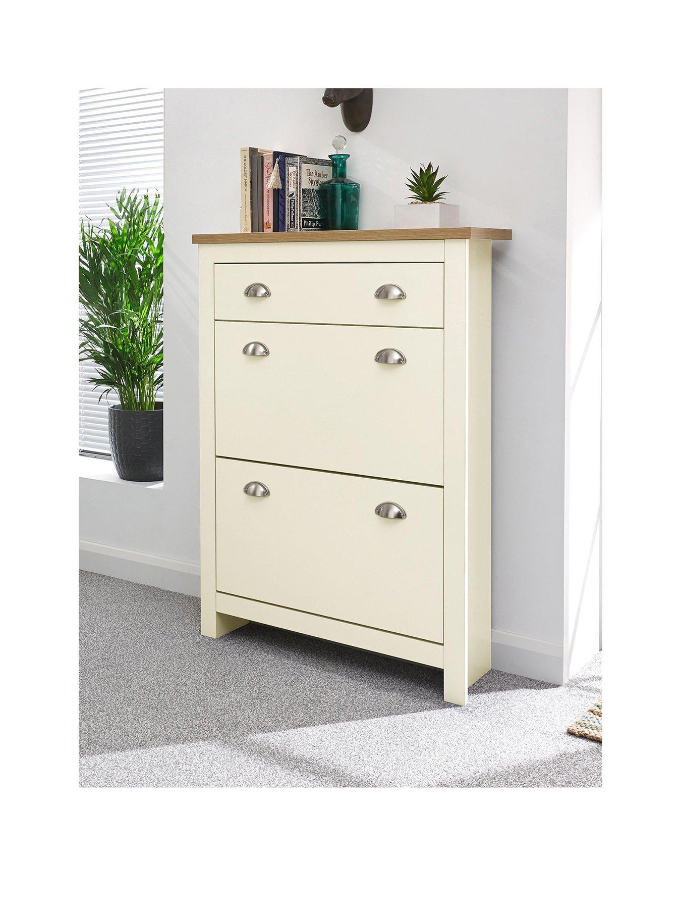 GFW Lancaster 1 Drawer Shoe Storage - Cream