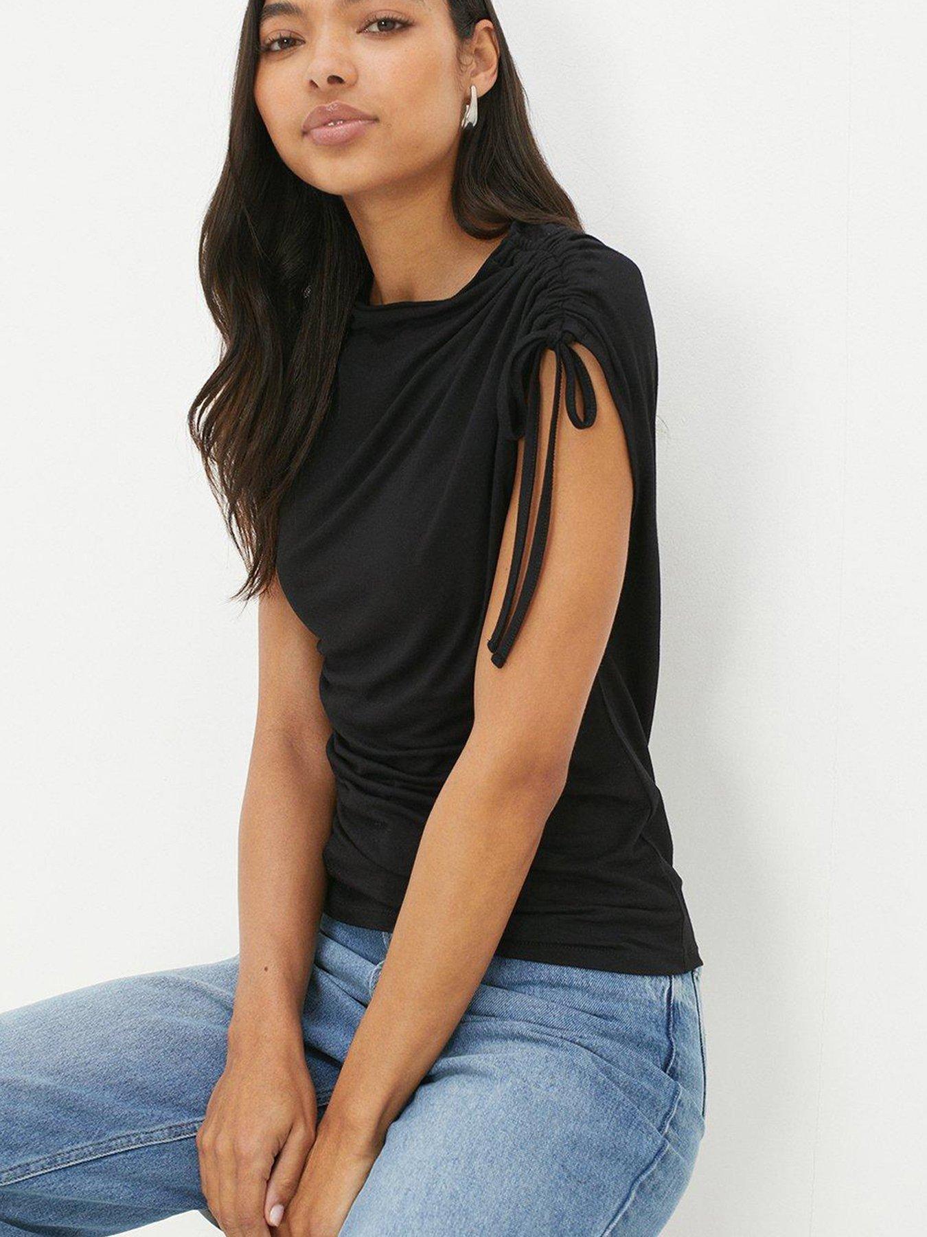 Dorothy Perkins Ruched Side Sleeveless Top - Black